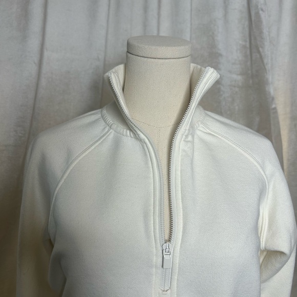 Cream Moc Neck 1/4 zip-up sweater sweatshirt Small Never worn - Picture 3 of 6